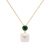 Emma Holland Jewellery Women's Green / White / Gold Emerald Crystal & Baroque Pearl Pendant In Multi