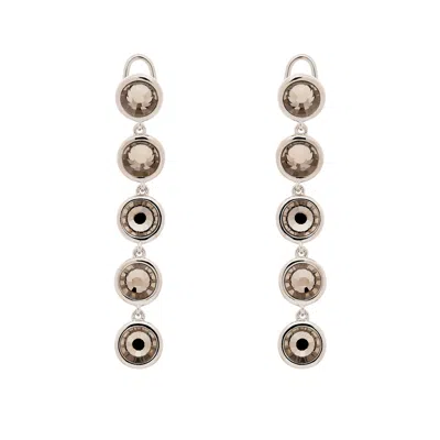 Emma Holland Jewellery Women's Grey / Silver Platinum & Black Diamond Crystal Clip Earrings In Gray
