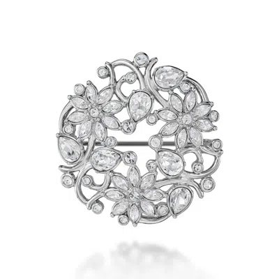 Emma Holland Jewellery Women's Silver Platinum & Crystal Flower Brooch - Limited Edition