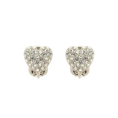 Emma Holland Jewellery Women's Silver Platinum & Crystal Heart Clip Earrings
