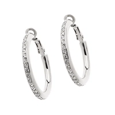 Emma Holland Jewellery Women's Silver Platinum & Crystal Hoop Clip On Earrings