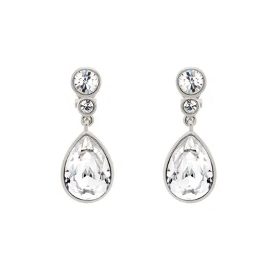 Emma Holland Jewellery Women's Silver Platinum & Teardrop Crystal Drop Clip On Earrings