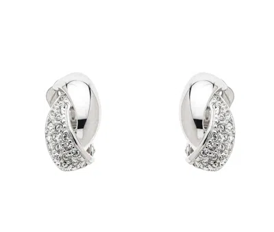 Emma Holland Jewellery Women's Silver Platinum Crystal Twist Clip Earrings