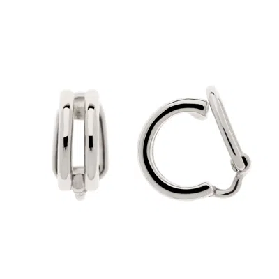 Emma Holland Jewellery Women's Silver Platinum Double Hoop Mini Clip Earrings