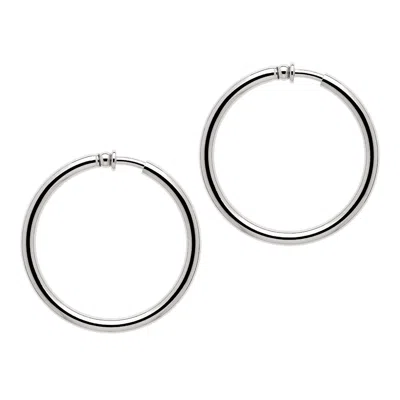 Emma Holland Jewellery Women's Silver Platinum Large Hoop Clip On Earrings