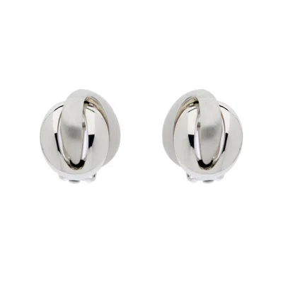 Emma Holland Jewellery Women's Silver Platinum Satin Knot Clip On Earrings