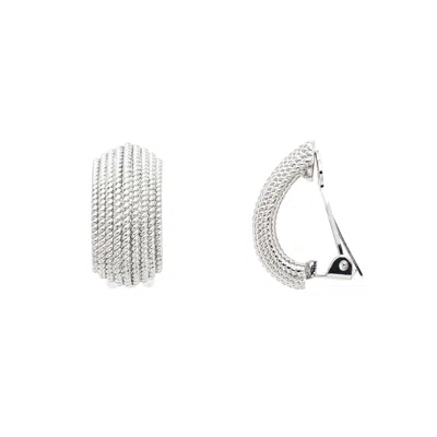 Emma Holland Jewellery Women's Silver Platinum Textured Clip Earrings