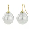 Emma Holland Jewellery Women's White Baroque Pearl On Gold Hook Earrings In White