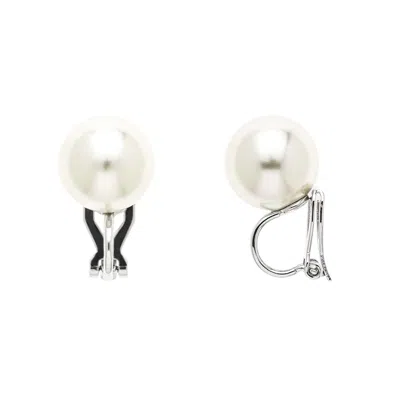 Emma Holland Jewellery Women's White Faux Pearl & Platinum Clip On Earrings