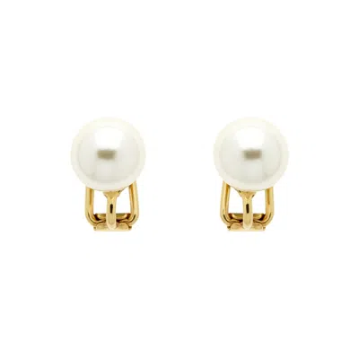 Emma Holland Jewellery Women's White / Gold Cream Pearl Stud Clip On Earrings In Multi