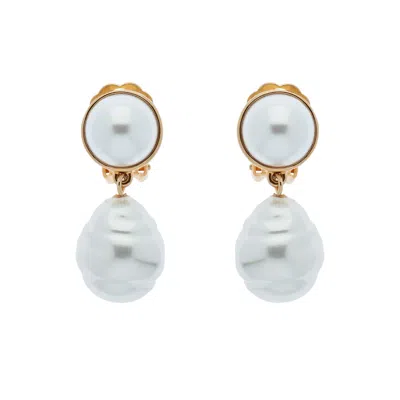 Emma Holland Jewellery Women's White / Gold Gold Pearl & Baroque Pearl Clip Earrings In Multi