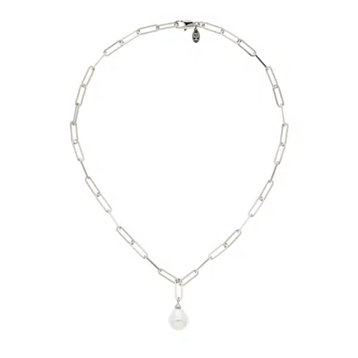 Emma Holland Jewellery Women's White / Silver Baroque Pearl & Platinum Chain Necklace In Multi