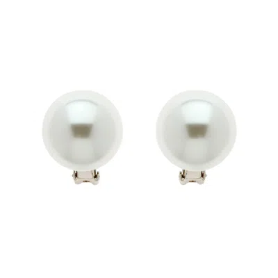 Emma Holland Jewellery Women's White / Silver Large Pearl & Platinum Clip Earrings In Multi