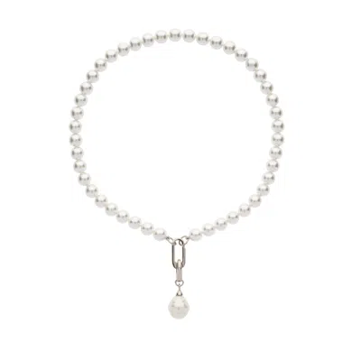Emma Holland Jewellery Women's White / Silver Pearl Necklace With Baroque Charm Necklace In Metallic