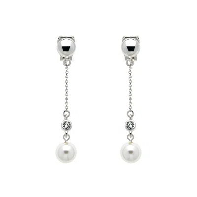 Emma Holland Jewellery Women's White / Silver Platinum Chain & Pearl Clip Earrings In Multi