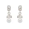 Emma Holland Jewellery Women's White / Silver Platinum Crystal & Pearl Drop Clip Earrings In Multi