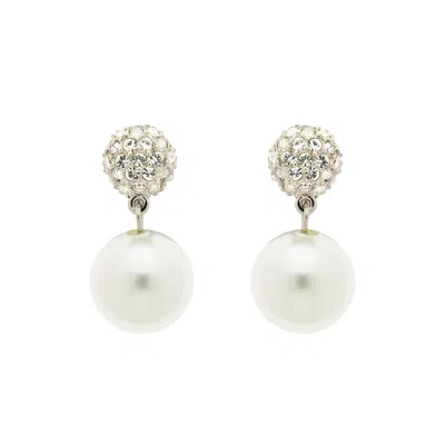 Emma Holland Jewellery Women's White / Silver Platinum Pave & Pearl Clip Earrings