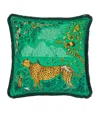 Emma J Shipley Velvet Cheetah Cushion In Green