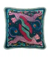 Emma J Shipley Velvet Lynx Cushion In Pink