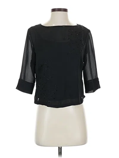 Pre-owned Emma James 3/4 Sleeve Blouse In Black