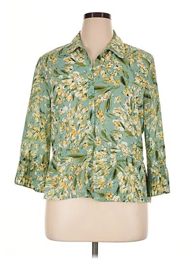Pre-owned Emma James 3/4 Sleeve Blouse In Green
