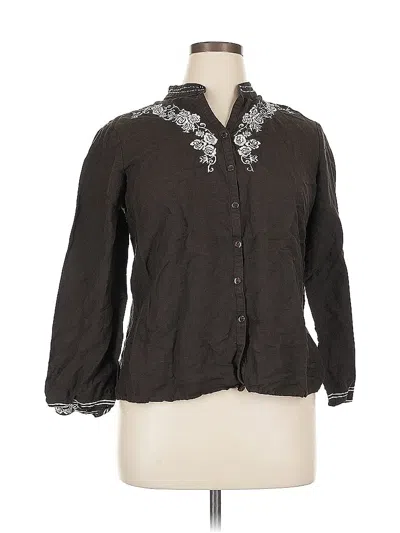 Pre-owned Emma James 3/4 Sleeve Button Down Shirt In Brown