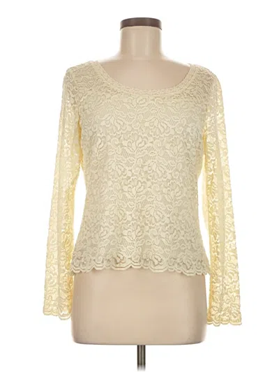 Pre-owned Emma James Long Sleeve Top Ivory Scoop Neck Tops