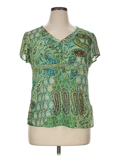 Pre-owned Emma James Short Sleeve Blouse In Green
