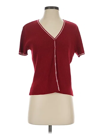 Pre-owned Emma James Short Sleeve Top Burgundy V-neck Tops