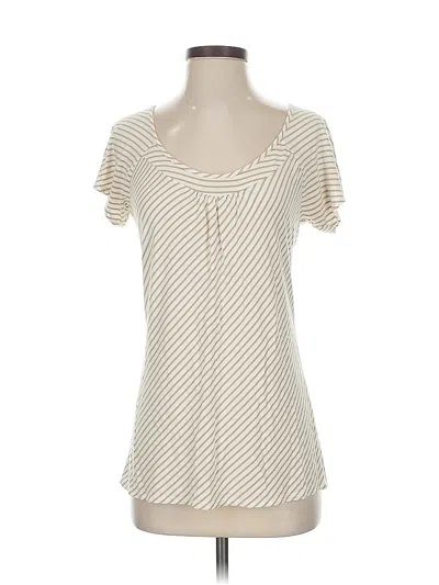 Pre-owned Emma James Short Sleeve Top Ivory Sweetheart Neckline Tops In White