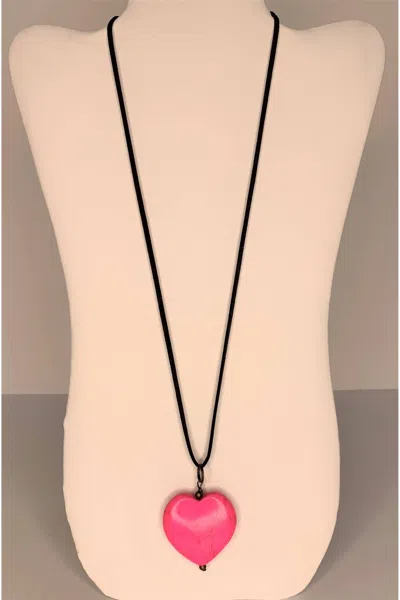 Emma Long Leather Cord Necklace In Pink