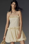 Emma Mulholland On Holiday Ruffle Bubble Mini Dress In Yellow