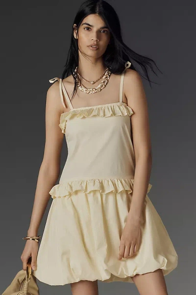 Emma Mulholland On Holiday Ruffle Bubble Mini Dress In Yellow