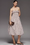 Emma Mulholland On Holiday Strapless Smocked Bubble Dress In Beige