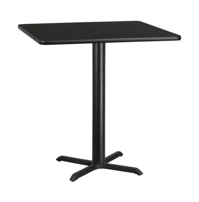 Emma+oliver 42" Square Laminate Table Top With 33"x33" Table Height Base In Black
