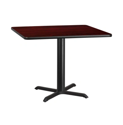 Emma+oliver 42" Square Laminate Table Top With 33"x33" Table Height Base In Mahogany