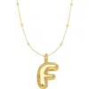 Emma Rae Bubble Initial Necklace In Black