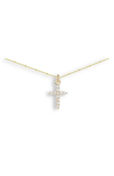 Emma Rae Cubic Zirconia Cross Pendant Necklace In Gold