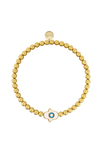 Emma Rae Hamsa Semi-precious Gemstone Beaded Bracelet In Gold