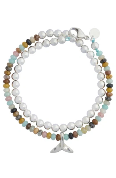 Emma Rae Sterling Silver & Gemstone Double-layer "whale Tail" Bracelet In Multi