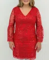 Emma Street Sort Lace V-neck Gown In Red In Red