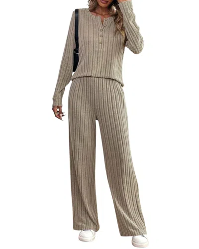 Emma Way 2pc Blouse & Pant Seet In Gray