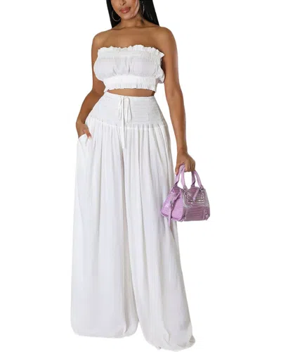 Emma Way 2pc Top & Pant Set In White