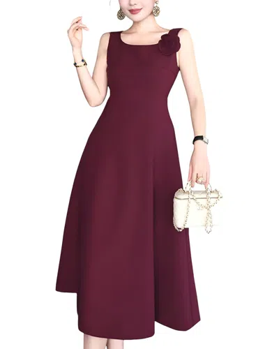 Emma Way Midi Dress In Burgundy