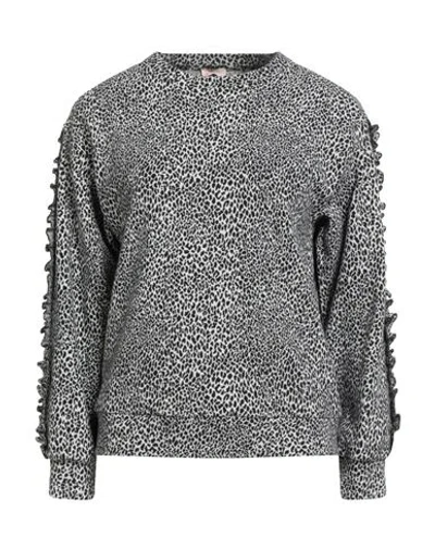 Emma Woman Sweatshirt Black Size M Polyester, Cotton, Elastane In Gray