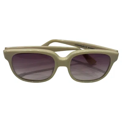 Pre-owned Emmanuelle Khanh 1980s  Paris Beige Colored W/iconic Ek Sunglasses In Brown