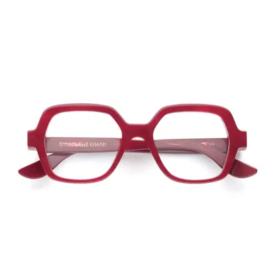 Emmanuelle Khanh Bordeaux Equinox Hexagonal Acetate Eyeglasses In Red
