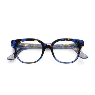 Emmanuelle Khanh Electric Blue Square Acetate Eyeglasses In Grey