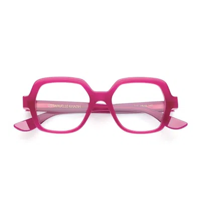 Emmanuelle Khanh Fuchsia Equinox Hexagonal Acetate Eyeglasses In Pink
