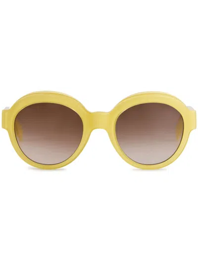 Emmanuelle Khanh Glossy Vanille Round-frame Sunglasses In Yellow